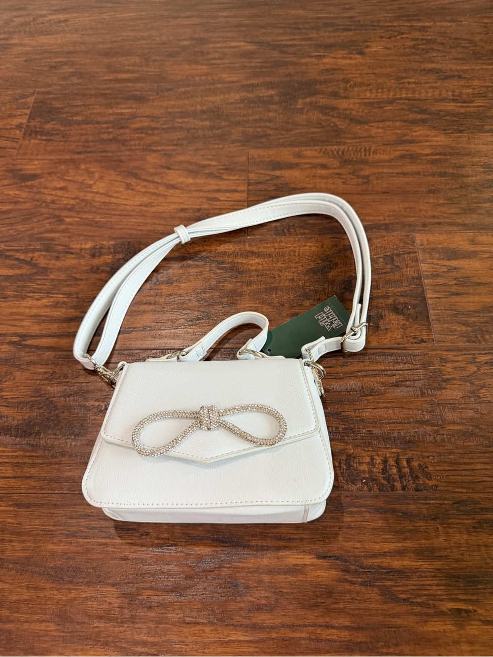 wild fable White & Rhinestone Bow Purse